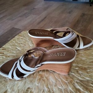 FRANCO SARTO Leather Wedge Sandal Heels